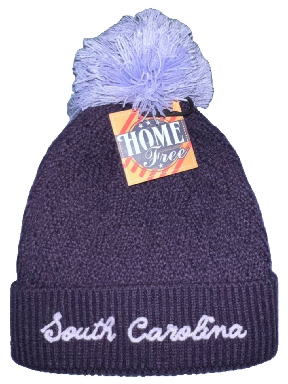 Home Free South Carolina Purple Knit Pom Beanie Hat NWT Script Monogram